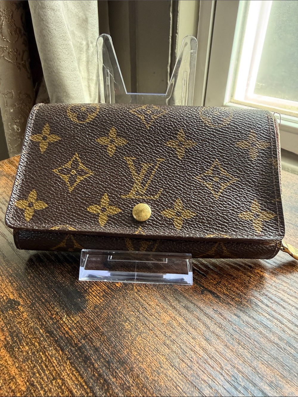 Louis Vuitton Brown Monogram Canvas Men's Wallet with Gold Accents